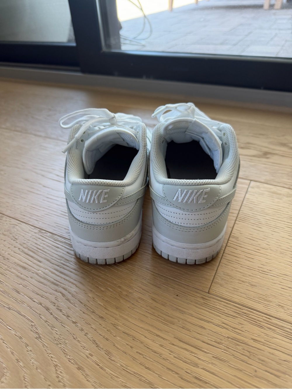 Nike Women's Dunk Low in White and Light Gray - Picture 3 of 6